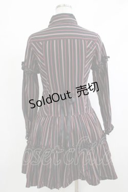 画像3: ALGONQUINS / ストライプフリルシャツワンピース F 黒 H-25-10-23-1014-AL-OP-KB-ZH