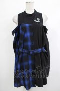 NieR Clothing / レイヤード風オフショルトップス  黒×青 H-25-10-23-1022-PU-TO-KB-ZH