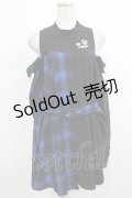 NieR Clothing / レイヤード風オフショルトップス  黒×青 H-25-10-23-1022-PU-TO-KB-ZH