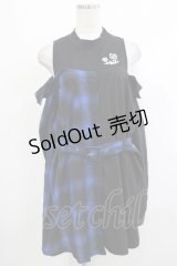 NieR Clothing / レイヤード風オフショルトップス  黒×青 H-25-10-23-1022-PU-TO-KB-ZH