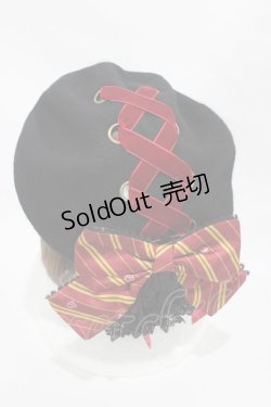 画像2: ATELIER PIERROT / ハリー・ポッター リボンブローチ付きレースアップベレー帽  グリフィンドール（レッド） H-25-10-23-2011-EL-AC-KB-ZH