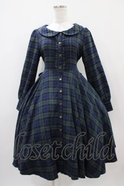 画像1: Favorite / チェックワンピース M ネイビー H-25-10-24-1035-LO-OP-NS-ZH