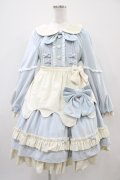 七秒少女原創設計（海外ロリータブランド） / うさみみエプロン付ワンピース L サックス H-25-10-24-1038-0-OP-NS-ZH