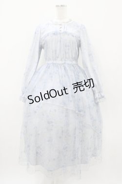 画像1: axes femme / スイートピー柄チュールワンピース M サックス H-25-10-24-1039-AX-OP-NS-ZH