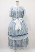 axes femme / 紫陽花シフォンワンピース M サックス H-25-10-24-1041-AX-OP-NS-ZH