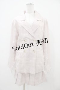 DearMyLoveRose / ジャケット&プリーツミニスカパンチェック柄セットアップ LL ピンク H-25-10-24-1052-EL-OP-NS-ZH