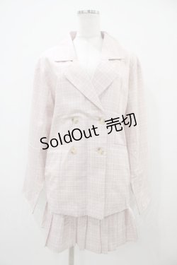 画像1: DearMyLoveRose / ジャケット&プリーツミニスカパンチェック柄セットアップ LL ピンク H-25-10-24-1052-EL-OP-NS-ZH
