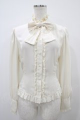 Innocent World / スタンドカラーリボンブラウス M 生成り H-25-10-24-1055-IW-BL-NS-ZH