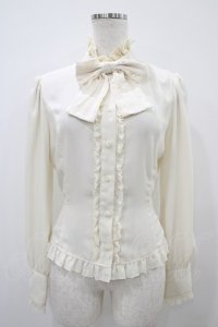 Innocent World / スタンドカラーリボンブラウス M 生成り H-25-10-24-1055-IW-BL-NS-ZH