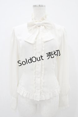 画像1: Innocent World / スタンドカラーリボンブラウス M 生成り H-25-10-24-1055-IW-BL-NS-ZH