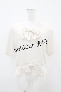 画像1: PINK HOUSE / ピンタックリボンブラウス Free 生成り H-25-10-24-1060-LO-BL-NS-ZH