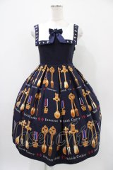 Innocent World / ブリティッシュカトラリーハイウエストジャンパースカート M ネイビー H-25-10-24-1027-IW-OP-NS-ZH