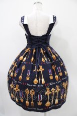 画像2: Innocent World / ブリティッシュカトラリーハイウエストジャンパースカート M ネイビー H-25-10-24-1027-IW-OP-NS-ZH (2)