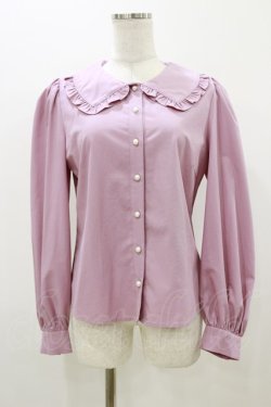画像1: Ank Rouge / パールボタンフリル襟ブラウス M ピンク H-25-10-25-042-CA-BL-NS-ZH