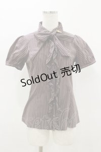 Amavel / ホルン付ストライプリボンタイブラウス Free ブラウン H-25-10-25-044-CA-BL-NS-ZH