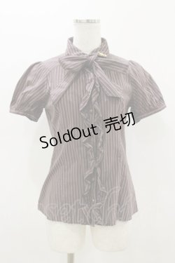 画像1: Amavel / ホルン付ストライプリボンタイブラウス Free ブラウン H-25-10-25-044-CA-BL-NS-ZH