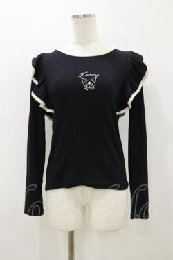 画像1: サンリオ / Avail×サンリオキャラクターズコラボ/クロミ肩フリルトップス M ブラック H-25-10-25-047-EL-TO-NS-ZH