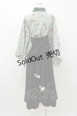 画像2: Favorite / 和洋折衷着物風翡翠の蝶々ワンピース 羽織M~LL/袴S グリーン/ブラック H-25-10-25-049-LO-OP-NS-ZH