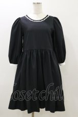 画像1: marcHenTica / ストライプワンピース サイズ表記なし ブラック H-25-10-25-058-LO-OP-NS-ZH (1)