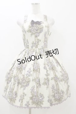 画像1: Innocent World / ストライプロココローズジャンパースカート L/94cm丈 ベージュ H-25-10-25-071-IW-OP-NS-ZH