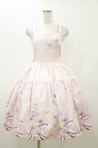 Innocent World / Japanese Butterflyティアードジャンパースカート M/100cm ピンク H-25-10-25-077-IW-OP-NS-ZH