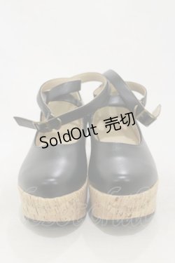 画像1: an another angelus / クロスストラップ厚底パンプス L/24.5〜25cm ブラック H-25-10-25-010-CA-SH-NS-ZH