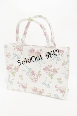 画像1: Maison de FLEUR / Maison de FLEUR × ART DE LYS/ローズリボン柄ゴブランスクエアトートSバッグ  オフホワイト H-25-10-25-023-LO-BG-NS-ZH