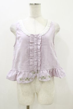 画像1: axes femme / 薔薇刺繍ダンガリーベスト Free ラベンダー H-25-10-25-029-AX-TO-NS-ZH