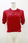 Maison de FLEUR Petite Robe / リボンニットトップス S レッド H-25-10-25-032-EL-TO-NS-ZH