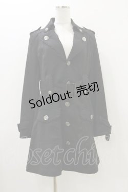 画像1: ALGONQUINS / レースベルトトレンチコート  黒 H-25-10-26-013-AL-CO-KB-ZH