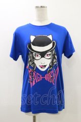 LISTEN FLAVOR / プリントカットソー  青 H-25-10-26-018-PU-TO-KB-ZT220