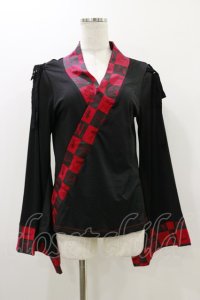 NAOTO SEVEN / 着物衿風トップス  黒 H-25-10-26-020-HN-TO-KB-ZH
