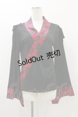画像1: NAOTO SEVEN / 着物衿風トップス  黒 H-25-10-26-020-HN-TO-KB-ZH