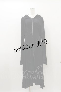 画像1: NAOTO SEVEN / プリントロングZIPパーカー  黒 H-25-10-26-025-HN-TO-KB-ZH