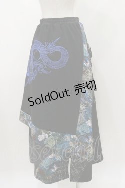 画像2: Qutie Frash / ハカマ風ロングスカート  黒×青 H-25-10-26-030-QU-SK-KB-ZH