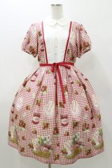 Melody BasKet / Strawberry picnicピンタックワンピース M レッド H-25-10-26-034-LO-OP-KB-ZT073
