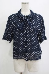 Jane Marple Dans Le Salon / Polka dotsリボンシャツ  ネイビー H-25-10-27-027-JM-BL-KB-ZT383