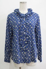 Jane Marple / Tumbling Diceのフリルカラーブラウス  ブルー H-25-10-27-028-JM-BL-KB-ZH