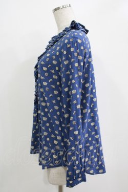 画像2: Jane Marple / Tumbling Diceのフリルカラーブラウス  ブルー H-25-10-27-028-JM-BL-KB-ZH