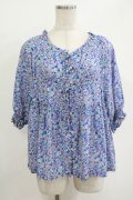 Jane Marple / Bonjour Millefleursスモックブラウス  ブルー H-25-10-27-031-JM-BL-KB-ZH