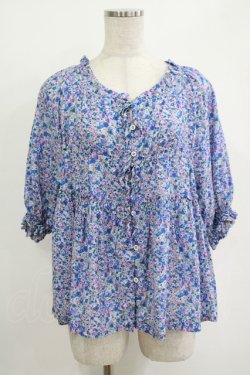 画像1: Jane Marple / Bonjour Millefleursスモックブラウス  ブルー H-25-10-27-031-JM-BL-KB-ZH
