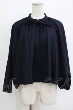画像1: Jane Marple Dans Le Salon / Lambs wool saxony cape jacket  ネイビー H-25-10-27-032-JM-JA-KB-ZH