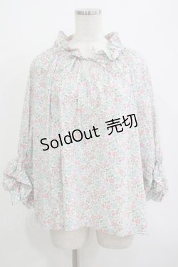 画像1: Jane Marple Dans Le Salon / Lawn Liberty Bubble Sleeve Blouse  オフ×ピンク×ブルー H-25-10-27-033-JM-BL-KB-ZH