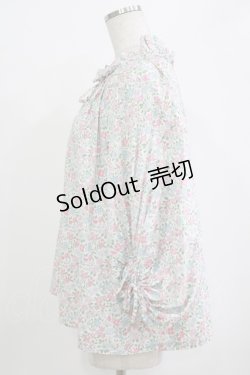 画像2: Jane Marple Dans Le Salon / Lawn Liberty Bubble Sleeve Blouse  オフ×ピンク×ブルー H-25-10-27-033-JM-BL-KB-ZH