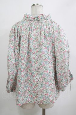 画像3: Jane Marple Dans Le Salon / Lawn Liberty Bubble Sleeve Blouse  オフ×ピンク×ブルー H-25-10-27-033-JM-BL-KB-ZH