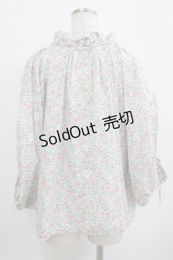 画像3: Jane Marple Dans Le Salon / Lawn Liberty Bubble Sleeve Blouse  オフ×ピンク×ブルー H-25-10-27-033-JM-BL-KB-ZH