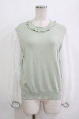 Jane Marple / シアースリーブプルオーバー  ミント×オフ H-25-10-27-034-JM-TO-KB-ZH
