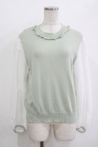 Jane Marple / シアースリーブプルオーバー  ミント×オフ H-25-10-27-034-JM-TO-KB-ZH