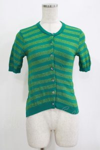 Jane Marple Dans Le Salon / ラメボーダーカーディガン  グリーン H-25-10-27-036-JM-TO-KB-ZT379