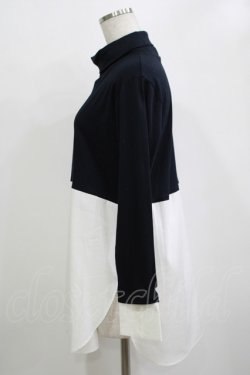 画像2: Jane Marple Dans Le Salon / Crumple collar pullover  ネイビー×オフホワイト H-25-10-27-045-JM-TO-KB-ZH